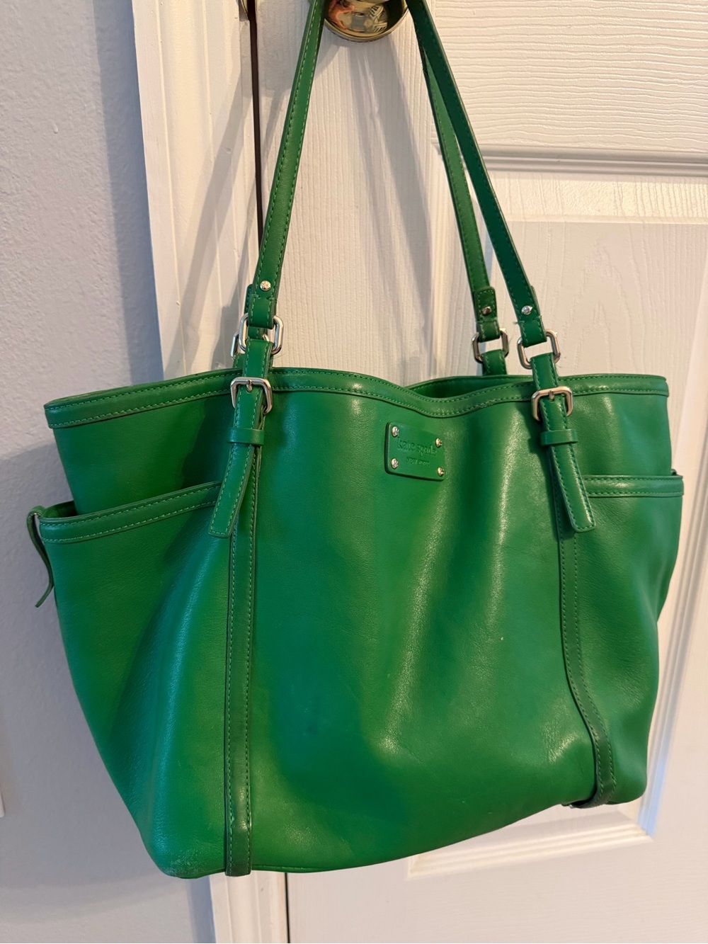 kate spade Green Leather Tote with Dual Shoulder Straps